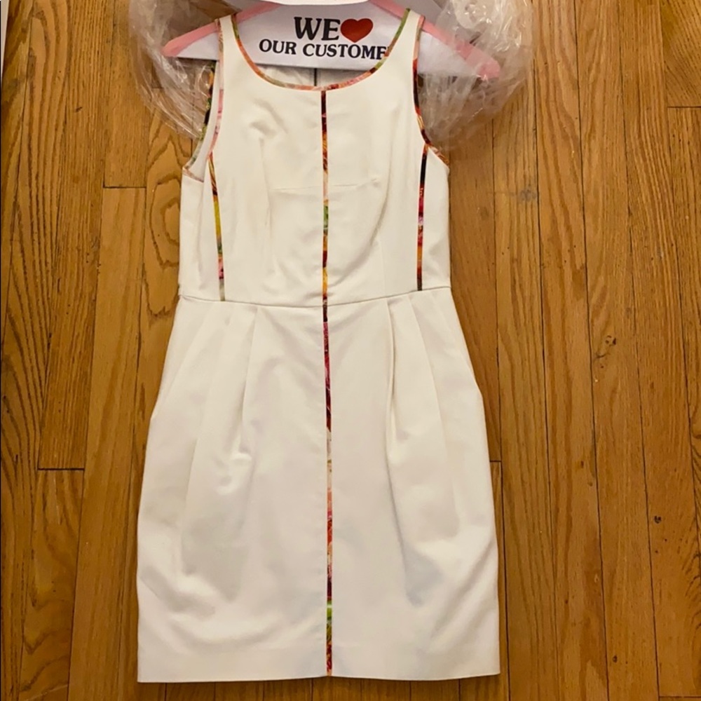 Club Monaco White Dress with multi color trim